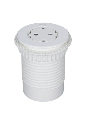 Donel Розеточный блок 2K+З + USB-C PD 30Вт, отделка под белый металл, длина кабеля: 1,5 м, A1, DDSBC2W-1PSW1UWC