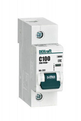 DEKraft Автоматический выключатель 1Р 100А х-ка С ВА-201 10кА