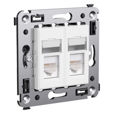 4400394 - ДКС Компьютерная розетка RJ-45 в стену, кат.6 двойная экранированная,"Avanti", "Белое облако"