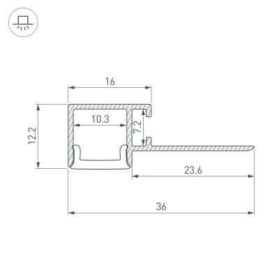 Профиль FANTOM-W12-EDGE-2000 ANOD (Arlight, Алюминий), 040329