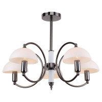 LUSSOLE GILA Люстра потолочная, цвет основания - черный хром, плафон - стекло (цвет - белый), 5x40W E14, LSP-8084