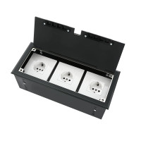 Люк напольный на 3 модуля (горизонт.), металлический, h=100мм, с рамкой, крышка без углубления, TIMIUX, черный, EU3GH100R BL Люк напольный на 3 модуля (горизонт.), металлический, h=100мм, с рамкой, крышка без углубления, TIMIUX, черный, EU3GH100R BL