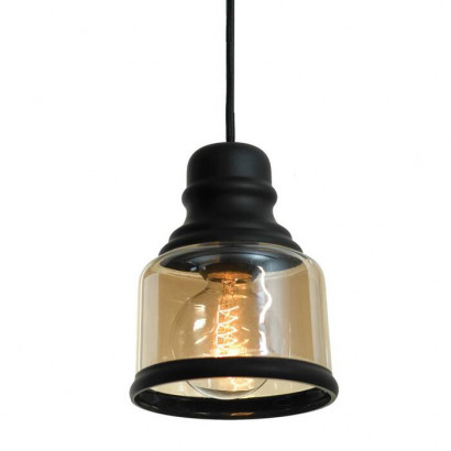 LUSSOLE TONAWANDA Подвесной светильник, цвет основания - черный, плафон - стекло (цвет - янтарный), 1x60W E27, LSP-9688
