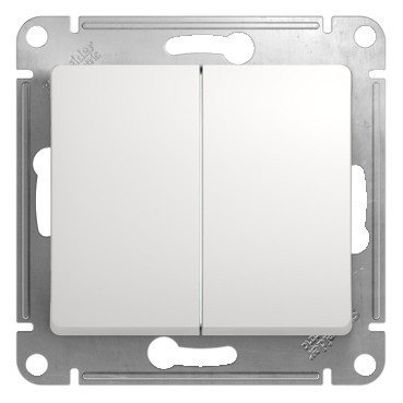 GLOSSA 2-клавишный ПЕРЕКЛЮЧАТЕЛЬ, сх.6/2, 10АХ, механизм, БЕЛЫЙ