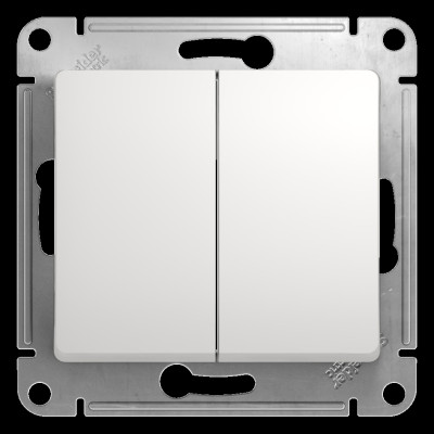 GLOSSA 2-клавишный ПЕРЕКЛЮЧАТЕЛЬ, сх.6/2, 10АХ, механизм, БЕЛЫЙ