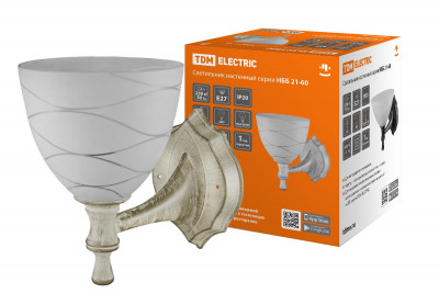 Светильник НББ 21-60-1411 УХЛ4 (белый под золото, плафон конус "линии") TDM Electric, SQ0370-0205