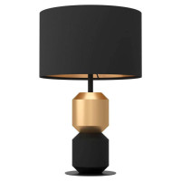390188 Настольная лампа LAURIGNANO, 1X40W (E27), H490, сталь, черный, золотой  / текстиль, черный, л