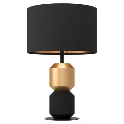 390188 Настольная лампа LAURIGNANO, 1X40W (E27), H490, сталь, черный, золотой  / текстиль, черный, л