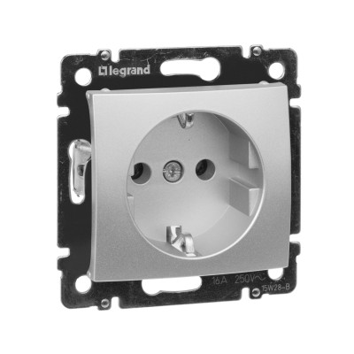 Legrand Розетка с заземлением - Legrand Valena - без шторок 16А 250В винтовые зажимы - алюминий, 770120