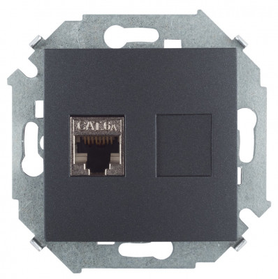 Simon Розетка компьютерная RJ45 кат.6A (АМР, FTP), графит, 1591563-038