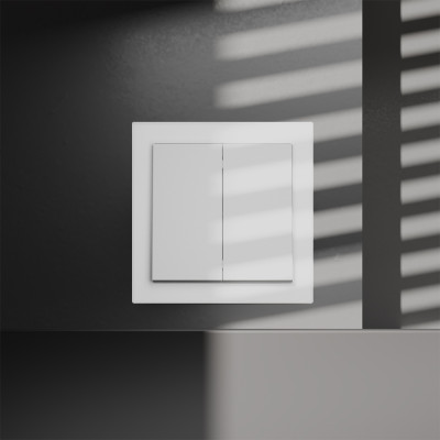 Перекрестный переключатель встраиваемый VOLTUM S70 двухклавишный 10А, (белый матовый), VLS020502