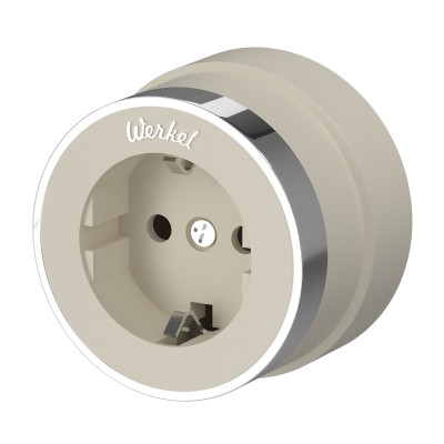 Werkel W5871055/ Розетка с заземлением Vintage (слоновая кость матовый/хром), a055930