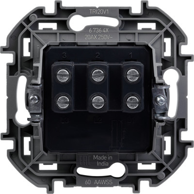 Legrand Выключатель трёхклавишный - Legrand Inspiria - 20А 250В винтовые зажимы - алюминий, 673642