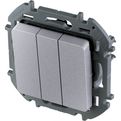 Legrand Выключатель трёхклавишный - Legrand Inspiria - 20А 250В винтовые зажимы - алюминий, 673642