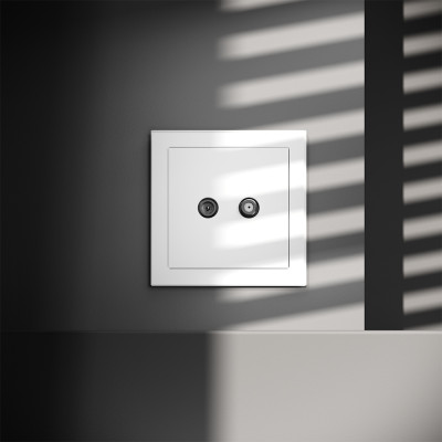 Розетка телевизионнная встраиваемая VOLTUM S70 оконечная TV+SAT, (белый матовый), VLS060402