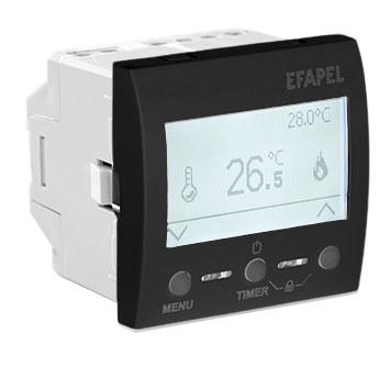 Мультифункц. термостат – 2 мод,черн. мат, EFAPEL, 45236 SPM