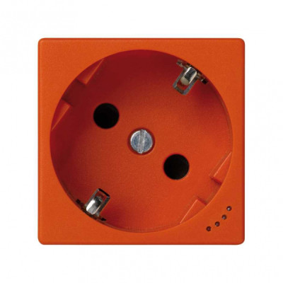 Simon Connect Розетка с заземлением, шторками и индикатором напряжения с винтовым подключением Schuko 2Р+Е 16A 250В~ оранжевого цвета K45, KL01-7