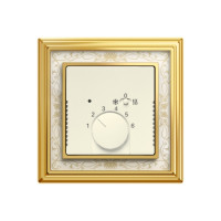 ABB Терморегулятор для теплого пола, цвет Слоновая кость - Латунь полированная, белая роспись, серия Династия