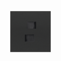 Simon 10020111-238 Кит 1 пост, фронт. Накладка на 2 розетки RJ45 цвета черный матовый S100