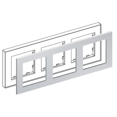 IRIDIUM Рамка на 3 поста, серебристый, Monaco 04 без кромки, 04P302