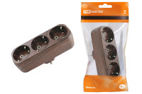 Блок на 3 гнезда 2П+З плоский 16А 250B "Эко" (бук) TDM Electric, SQ1806-0081
