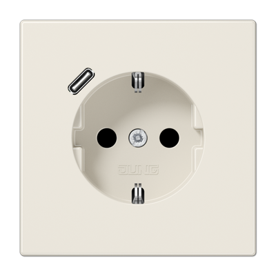 Розетка SCHUKO® с USB-зарядным устройством, тип С; термопласт; слоновая кость, LS1520-18C