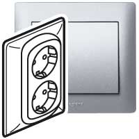 Legrand Двойная розетка - Galea Life - 2х2К+3 - винтовые клеммы - в сборе - aluminium, 771330