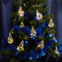 Гирлянда "лампочки", 100 LED, 3м, 2700K, 10 подвесов, батарейки 3*AA, IP20, CL580, Feron 32368