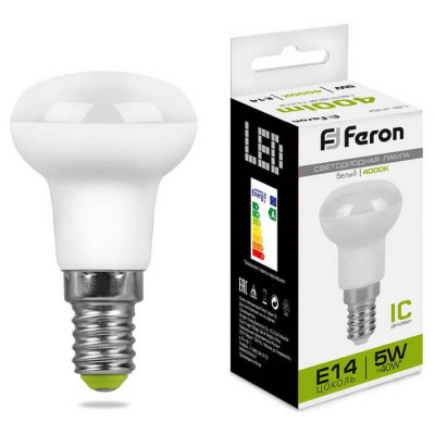 Лампа светодиодная, (5W) 230V E14 4000K R39, LB-439, Feron 25517