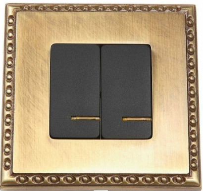 Fede Выключатель 2-клавишный, с подсветкой, цвет черный - Bright Patina, серия Toledo