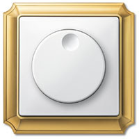 Светорегулятор поворотный, вставка - белый,  рамка - золото,    серия Antique