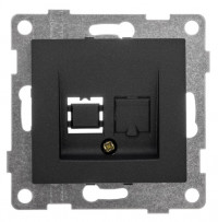 GUSI Bravo МЕХАНИЗМ розетки компьютерной RJ45, одинарной, скрытая установка. Цвет графит., С10К1-010