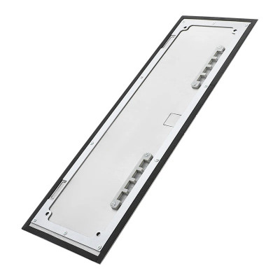 Люк напольный на 4 модуля (горизонт.), металлический, h=100мм, с рамкой, крышка без углубления, TIMIUX, нержавеющая сталь, EU4GH100R ST