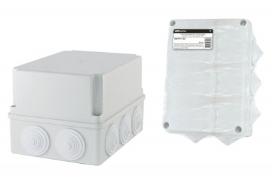 Распаячная коробка ОП 190х140х120мм, крышка, IP44, 10 гермовводов, инд. штрихкод, TDM Electric, SQ1401-1245