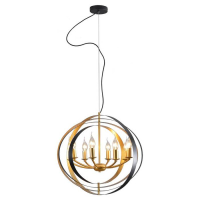 LUSSOLE NEW ROCHELLE Люстра подвесная, цвет основания - черный, плафон - металл (цвет - оранжевый), 8x40W E14, LSP-9922