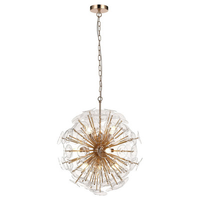 LUSSOLE SHELBY Люстра подвесная, цвет основания - бронзовый, плафон - стекло (цвет - прозрачный), 12x40W E14, LSP-8385