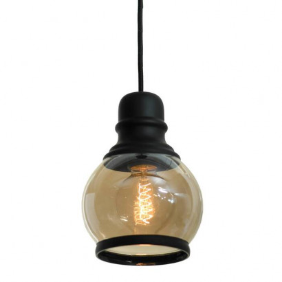 LUSSOLE TONAWANDA Подвесной светильник, цвет основания - черный, плафон - стекло (цвет - янтарный), 1x60W E27, LSP-9689
