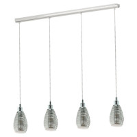 39504 Подвес SIRACUSA, 4х60W(E27), L1130, B125, H1100, сталь, хром/стекло, черный-прозрачный