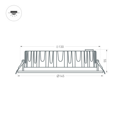 Светильник MS-MIST-BUILT-R145-15W Warm3000 (WH, 110 deg, 230V) (Arlight, IP54 Металл, 5 лет), 041613