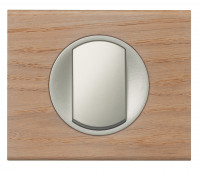 Legrand Выключатель 1-клавишный, вставка - титан,  материалы - Беленый дуб, серия Celiane