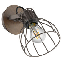 98134 Настенный свет-к SAMBATELLO, 1x40W(E27), дерево, сталь, коричневый, серебряный/сталь, серебрян