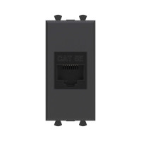 DKC Компьютерная розетка RJ-45 без шторки модульная, кат.5е, "Avanti", "Черный матовый", 1 модуль
