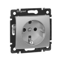 Legrand Розетка с заземлением - Legrand Valena - со шторками 16А 250В винтовые зажимы - алюминий, 770121
