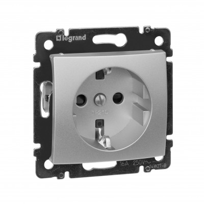 Legrand Розетка с заземлением - Legrand Valena - со шторками 16А 250В винтовые зажимы - алюминий, 770121