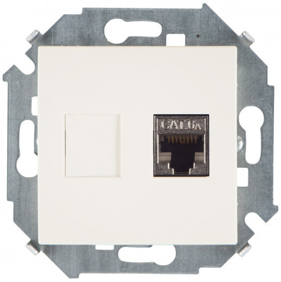 Simon Розетка компьютерная RJ45 кат.6A (АМР, FTP), слоновая кость, 1591563-031