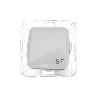 DEA Розетка 1-ая керамика с/з с крышкой с/у 16А мех. Бел KRANZ (1/10/120) , KR-78-0216