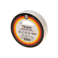 Изолента ПВХ 19 мм х 25 м, белая, (упак. 5 рулонов) KRANZ, KR-09-2201