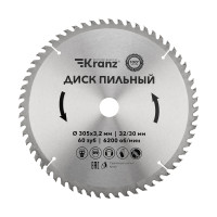 Диск пильный 305 мм х 60 зуб х 32/30 мм KRANZ, KR-92-0135