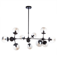 Arte Lamp BOLLA, Люстра, цвет арматуры - черный, цвет плафона/декора - ЯНТАРНЫЙ, 12х60W E14, A1664SP-12BK