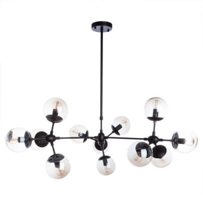 Arte Lamp BOLLA, Люстра, цвет арматуры - черный, цвет плафона/декора - ЯНТАРНЫЙ, 12х60W E14, A1664SP-12BK